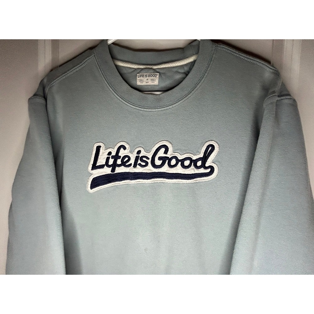 Life Is‎ Good Ballyard Simply True Blue Embroidery Fleece Crewneck Sweatshirt